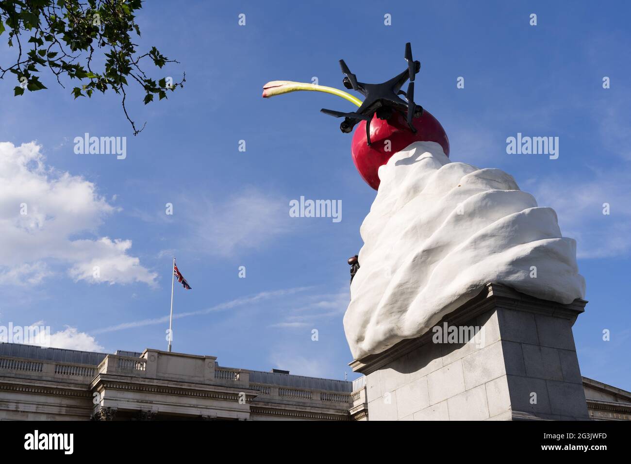 Trafalgar square plinth if Cherry Stock Photo