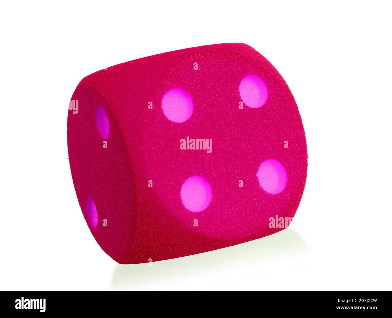 Large pink foam dice isolated 4 Stock Photo Alamy