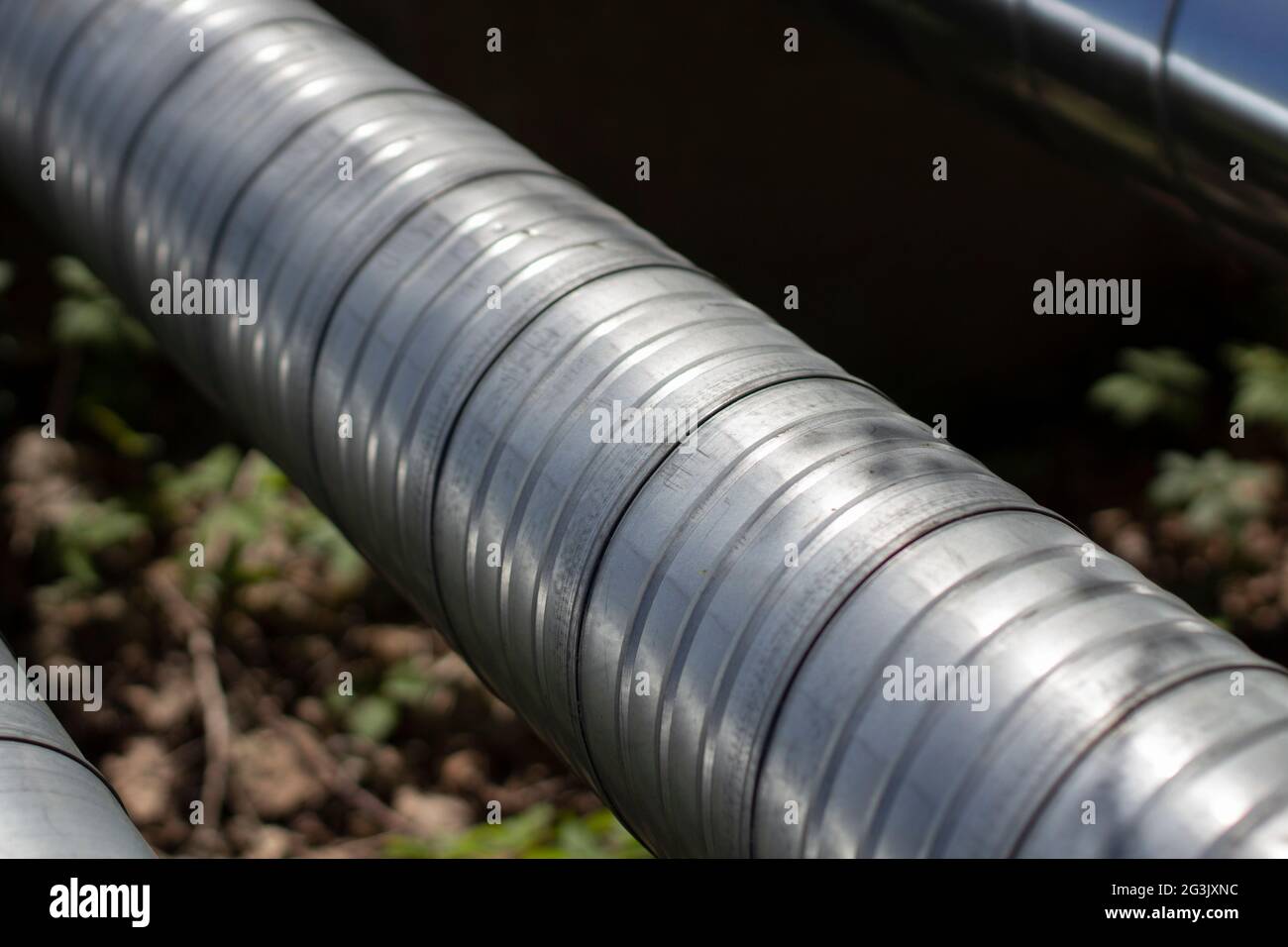 Heating pipe. Stainless steel coated pipe of the plant. Water