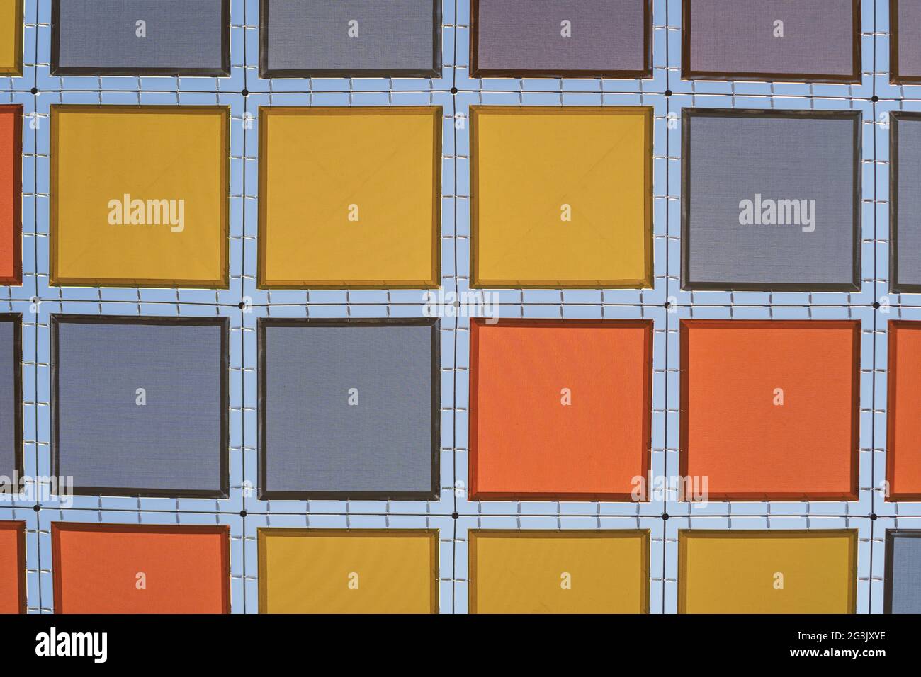 Closeup of a colorful ceiling with checkered pattern of a commercial ...