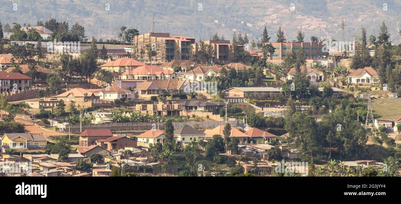 Houses on the hills of Kigali Stock Photo