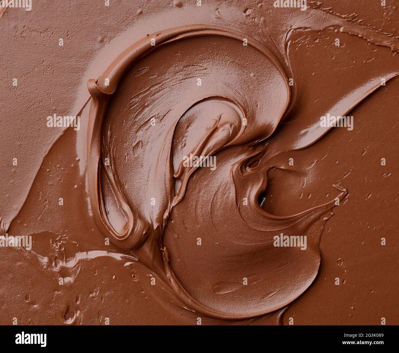 melted chocolate cream  background, top view Stock Photo