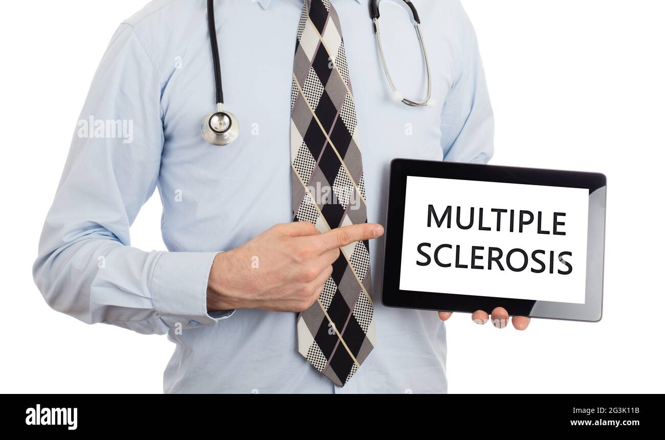 Doctor holding tablet Multiple sclerosis Stock Photo Alamy