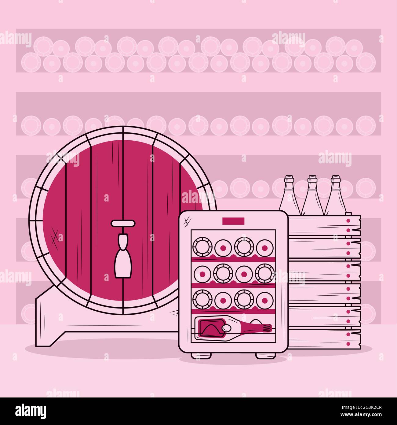 wine bottles fridge and barrels Stock Vector Image & Art Alamy