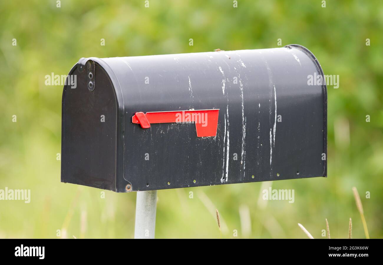 Rural mailbox on a metal post Stock Photo Alamy