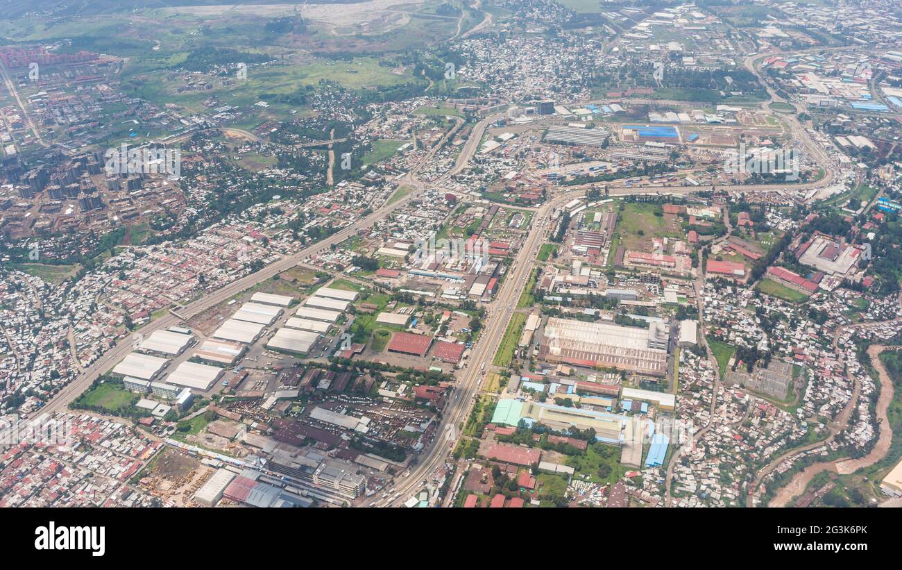 Aerial view of the Addis Ababa Stock Photo