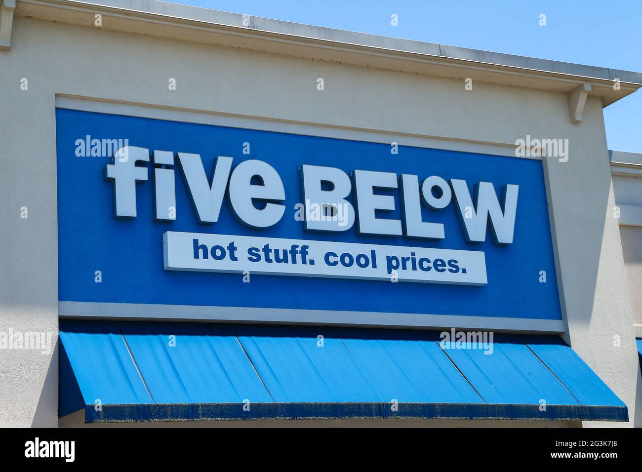A Five Below store is seen at Monroe Marketplace in Pennsylvania. Stock Photo