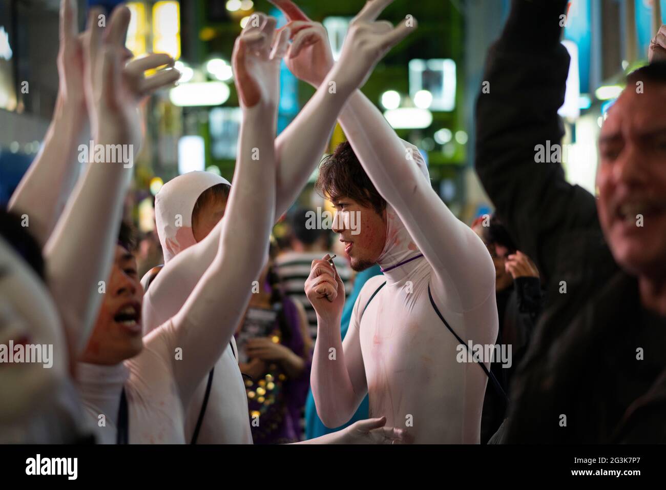 People celebrating Halloween in Shibuya, Tokyo, Japan Stock Photo