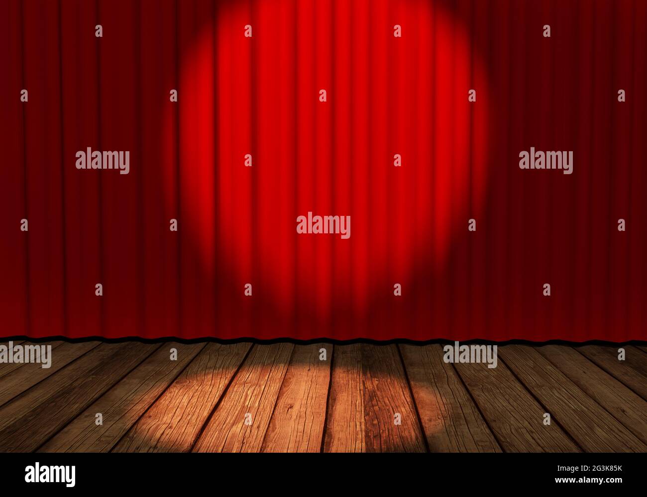 Stage with red curtain Stock Photo