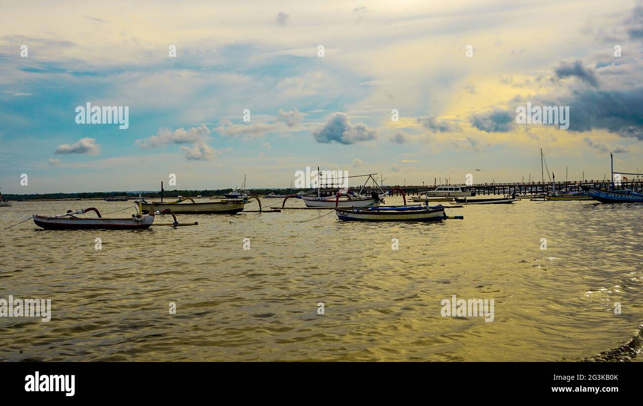 Landscape boat on the beach in the afternoon Stock Photo - Alamy