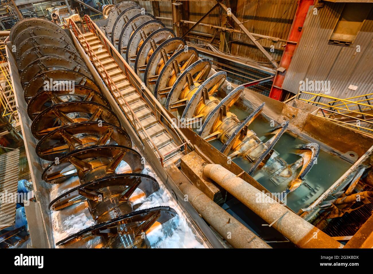 Mining and processing plant. Wet sand grading process Stock Photo - Alamy