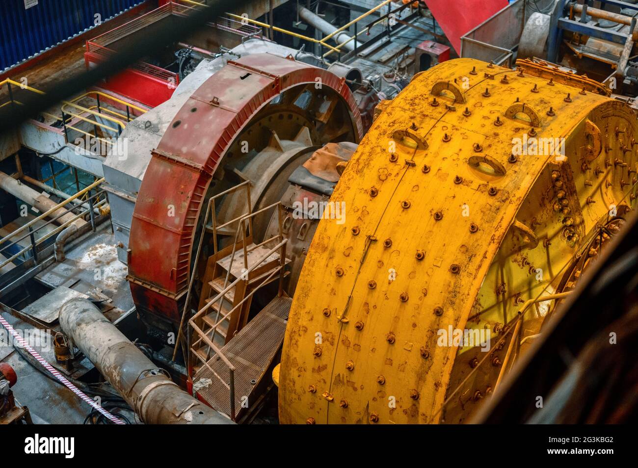 Wet autogenous grinding mill. Mining and processing plant Stock Photo