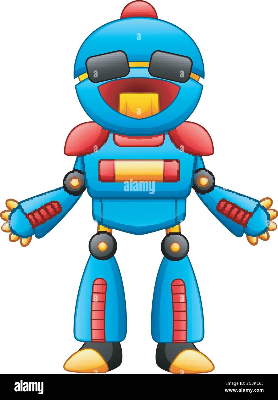 Cute cartoon robot character with sunglasses isolated on white ...