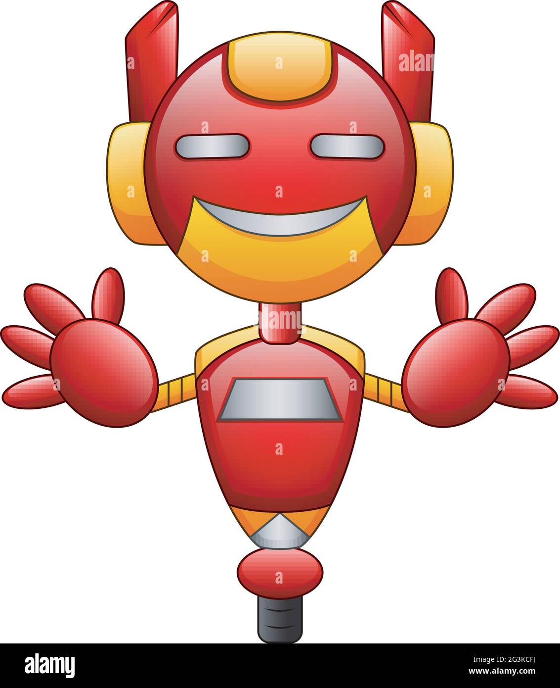 Red robot cartoon character isolated on white background Stock Vector