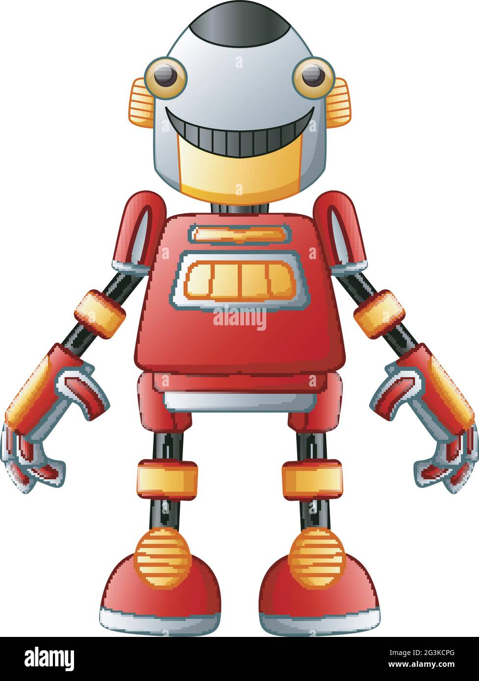 Cute cartoon robot isolated on white background Stock Vector