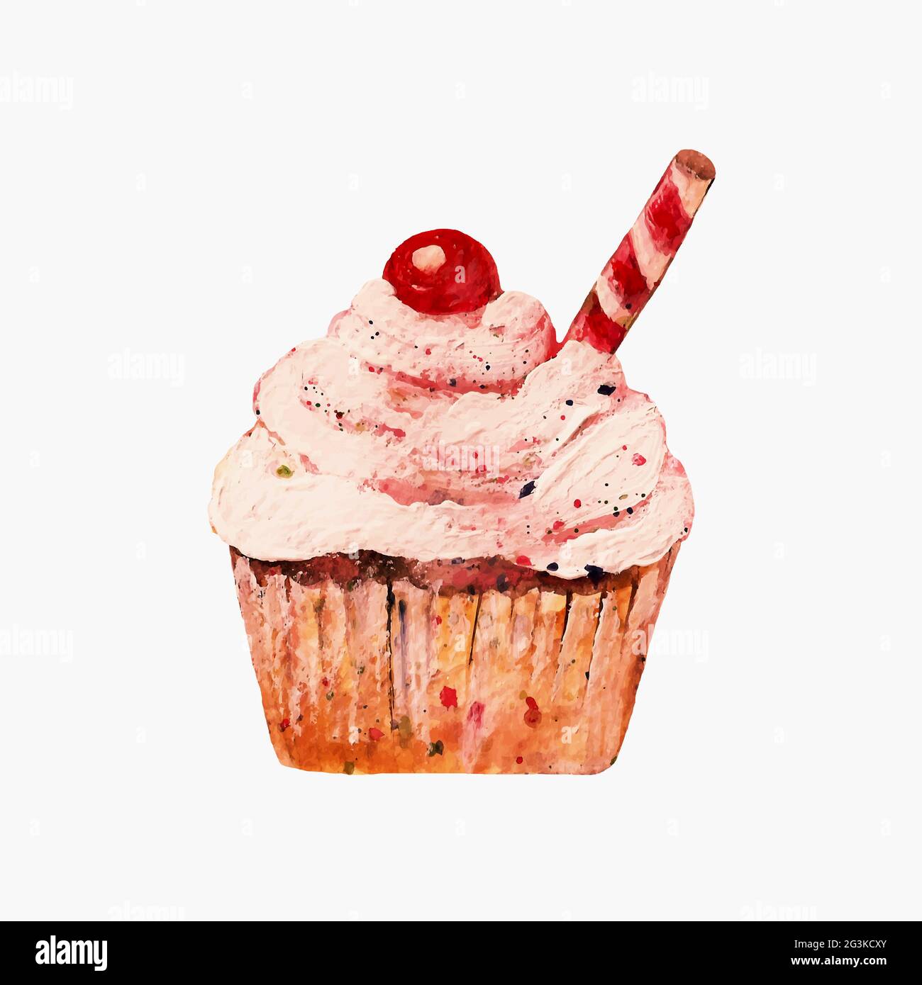 Illustration of watercolor cupcake isolated on white background Stock ...