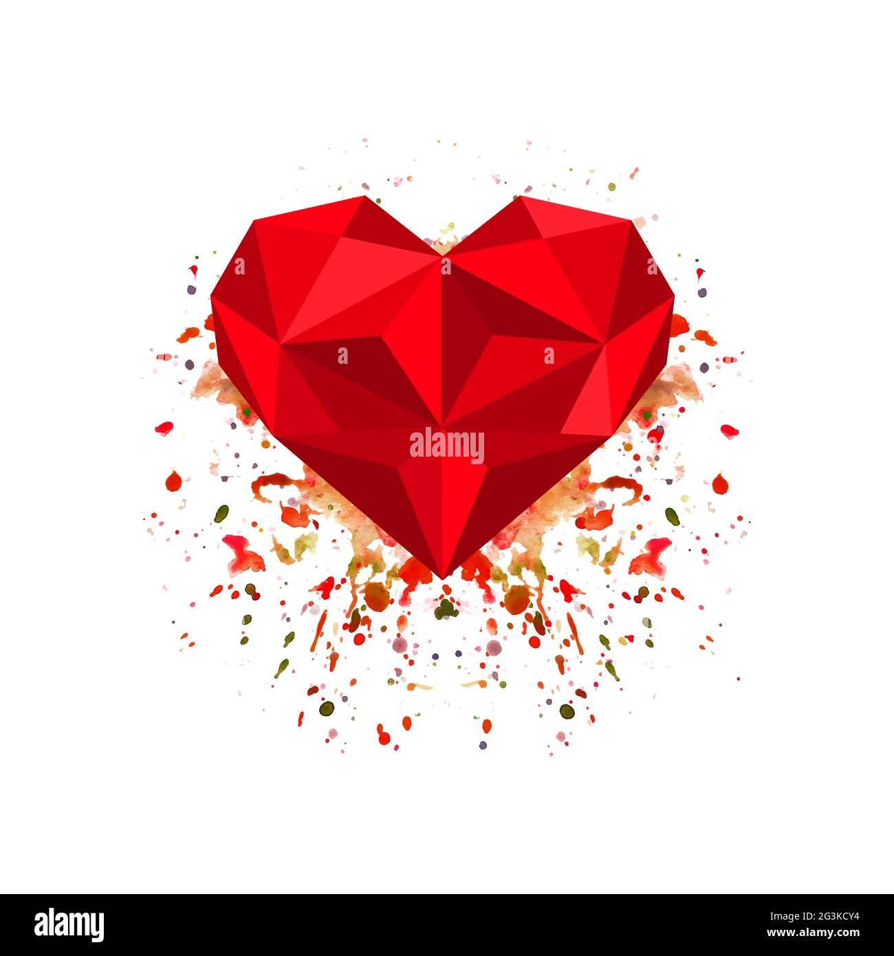 Illustration of red origami heart on abstract background Stock Photo ...