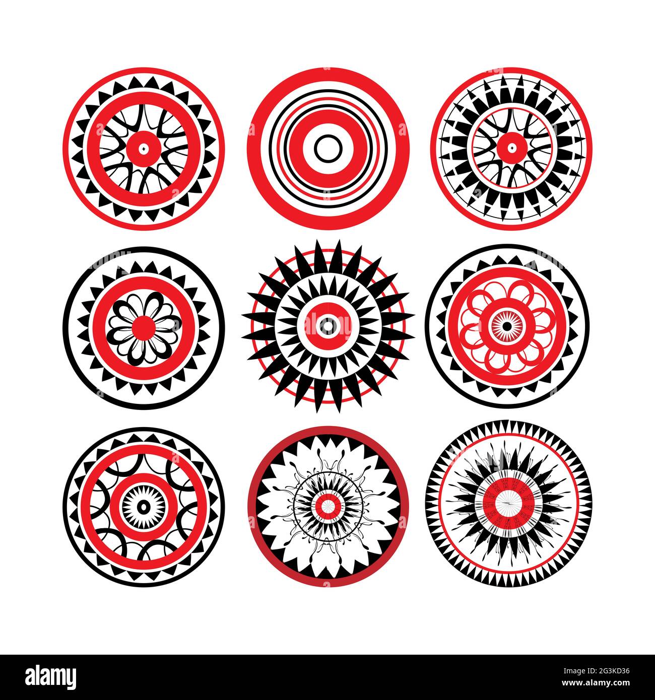 Collection of red and black polynesian tattoo design Stock Photo