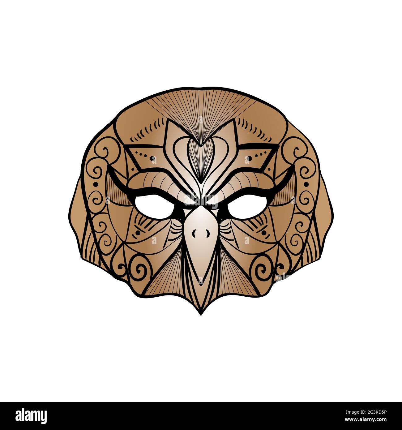 Illustration of tribal brown owl bird portrait Stock Photo
