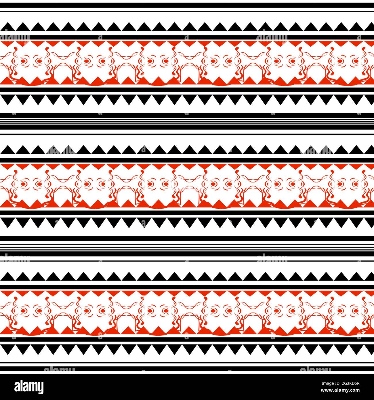 Illustration of red and black polynesian tattoo Stock Photo