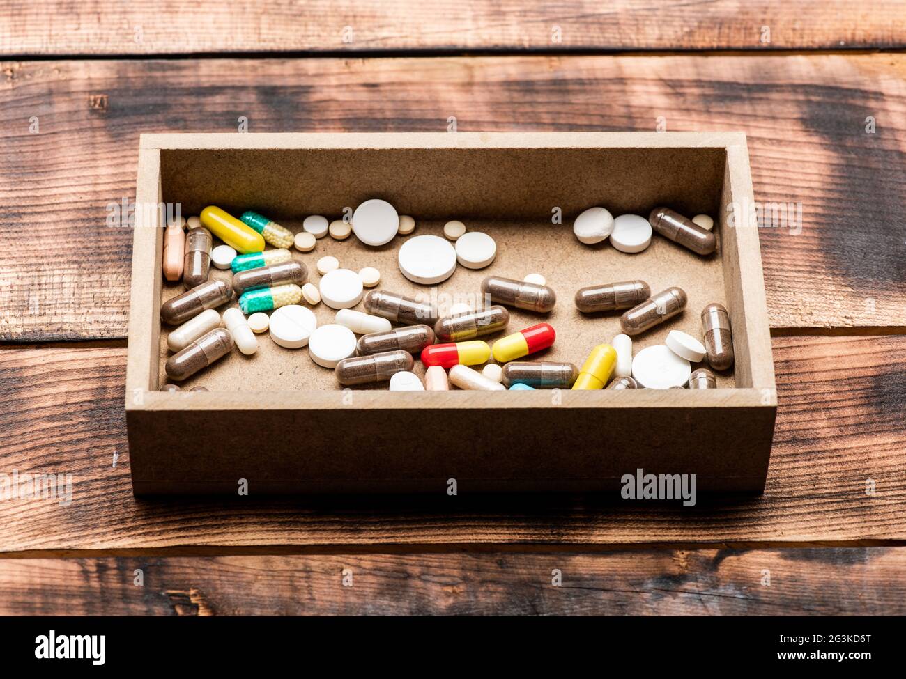 Choose the right pharmacy. Prescription drugs in pillbox. Assorted