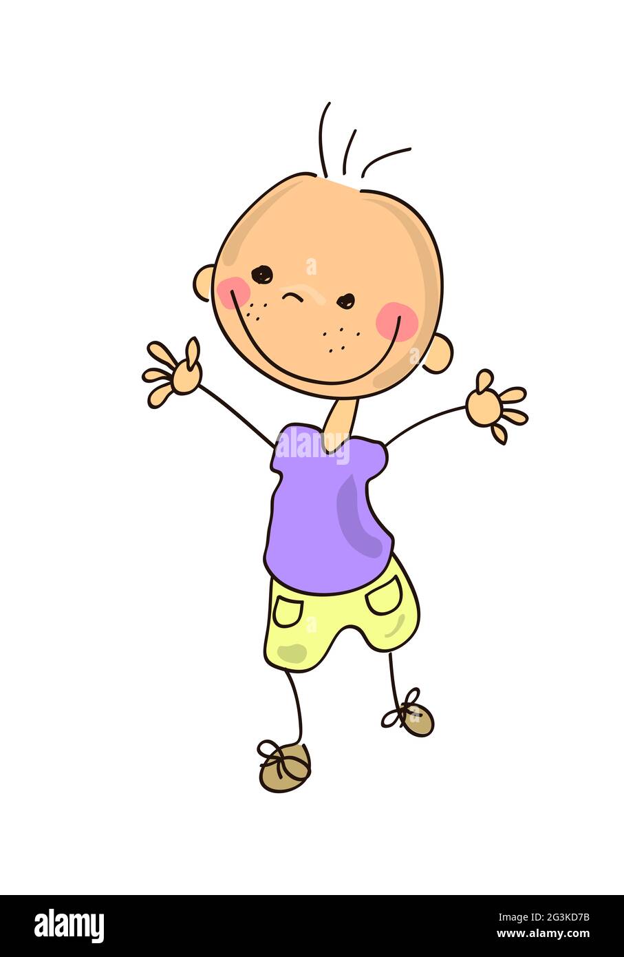Illustration of funny doodle kid Stock Photo - Alamy