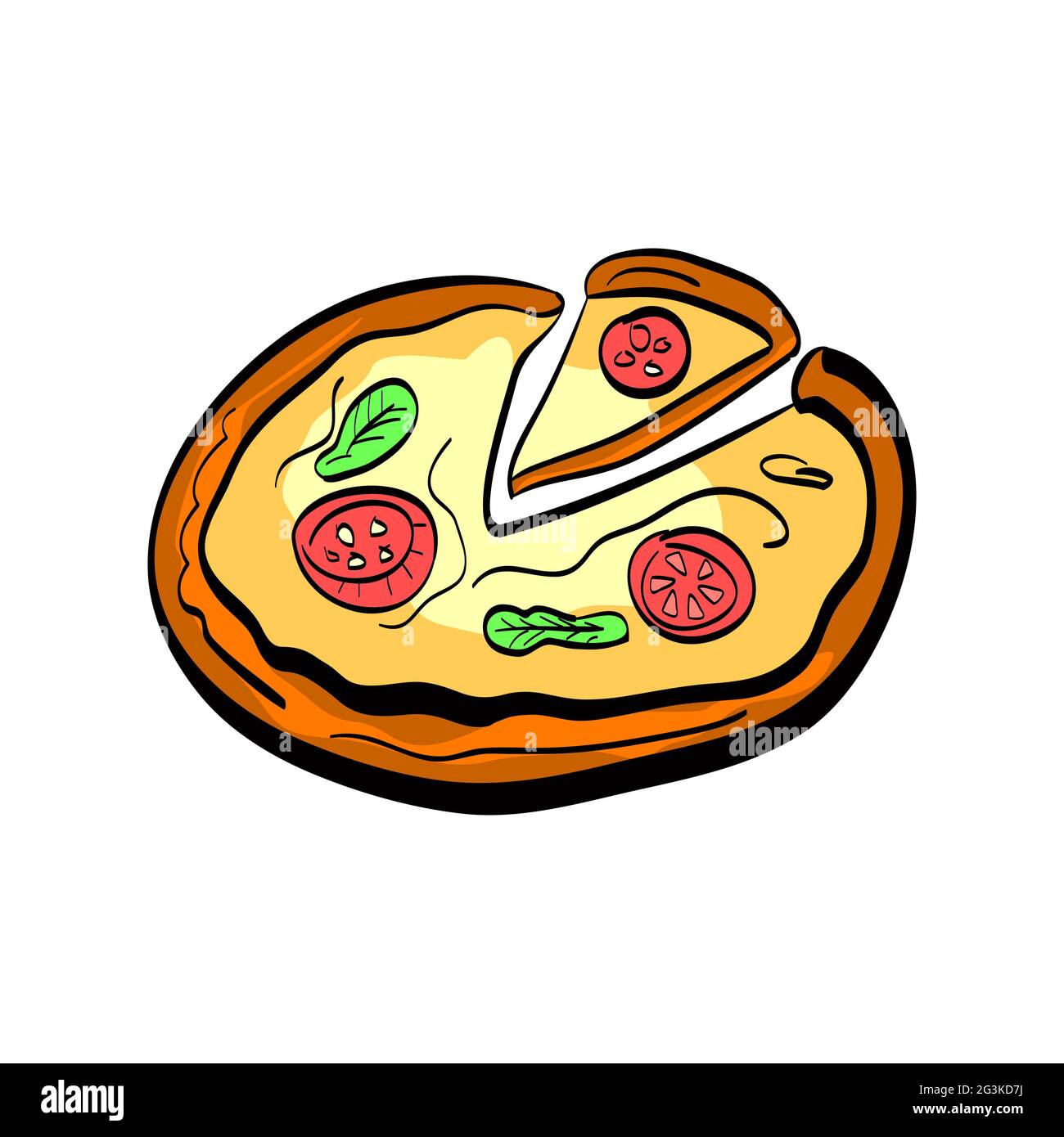 Illustration of flat doodle pizza Stock Photo Alamy