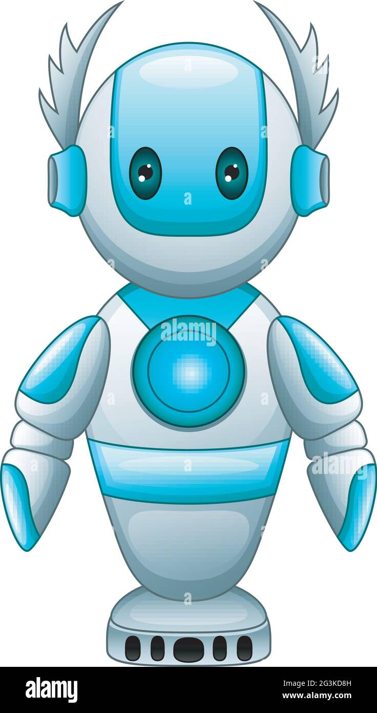 Cartoon illustration of cute blue robot Stock Vector Image & Art - Alamy