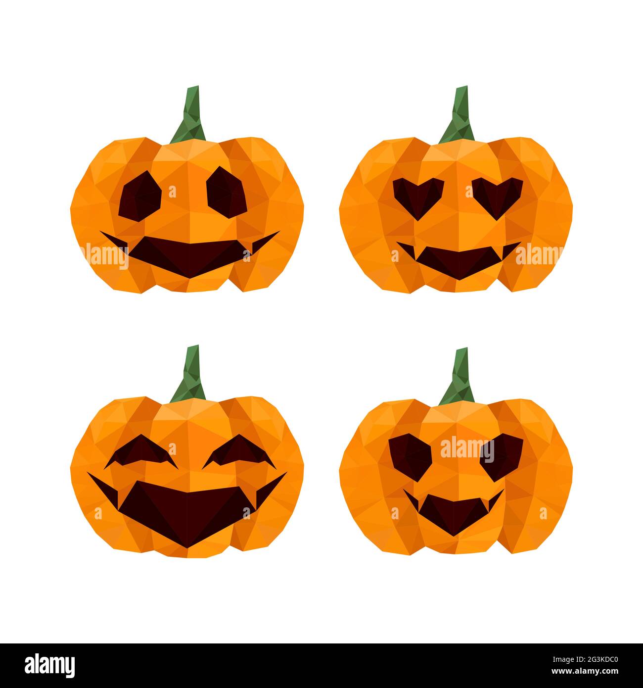 Illustration of funny halloween, origami pumpkins emoticons Stock Photo