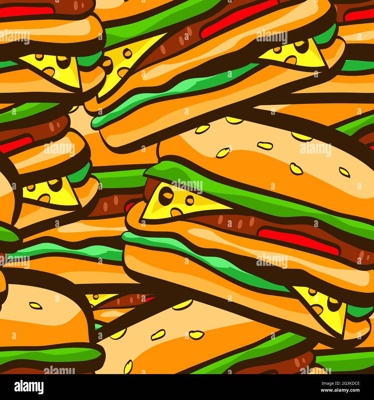 Illustration of seamless pattern with burgers Stock Photo
