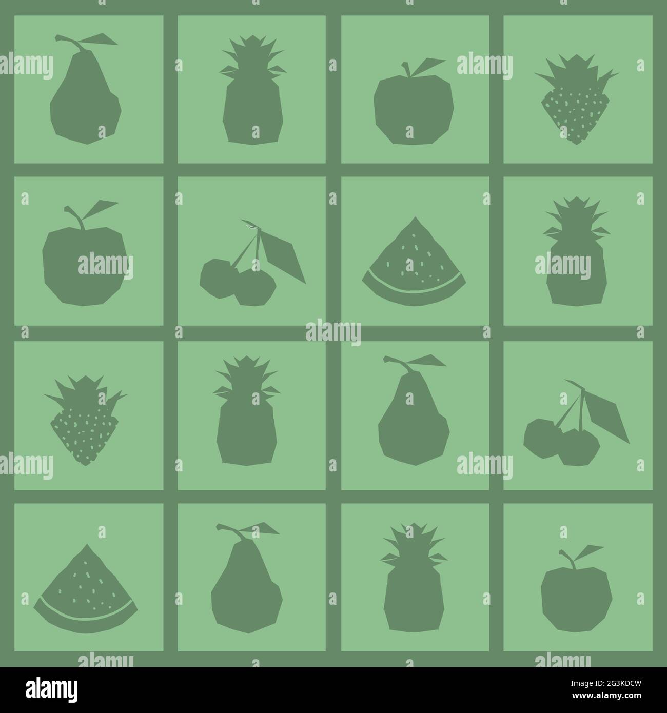 Semless pattern with monochrome fruits Stock Photo