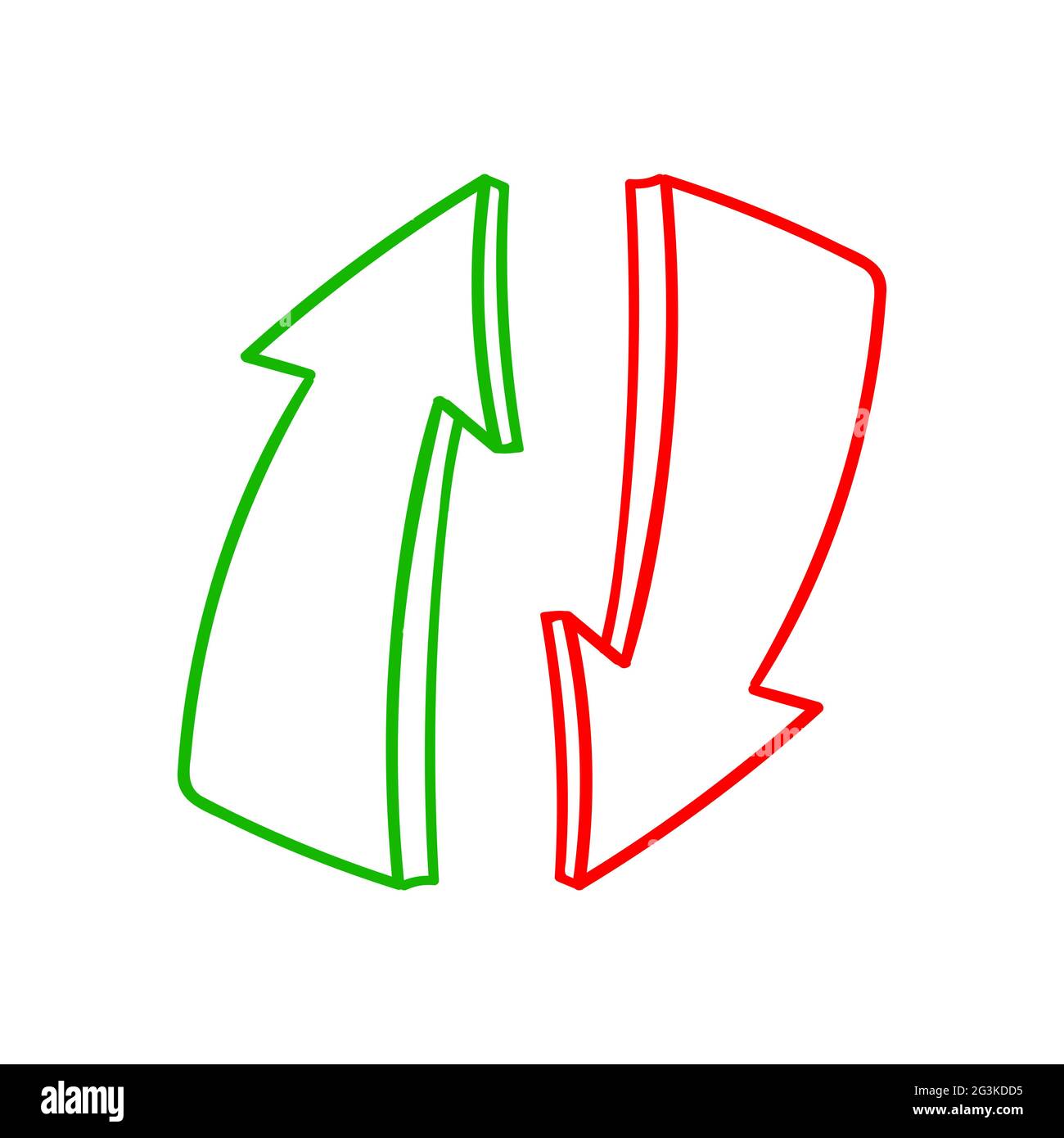 Illustration of green up and red down arrows Stock Photo