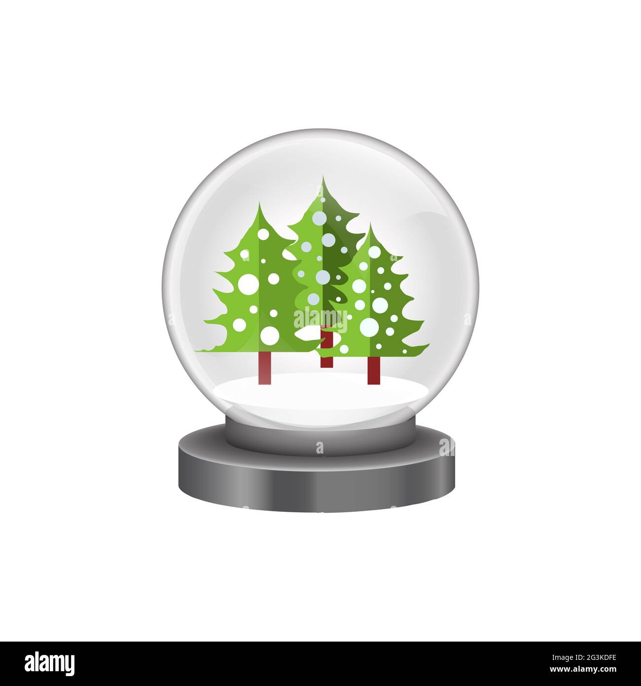 Illustration of modern snow globe with pine trees Stock Photo