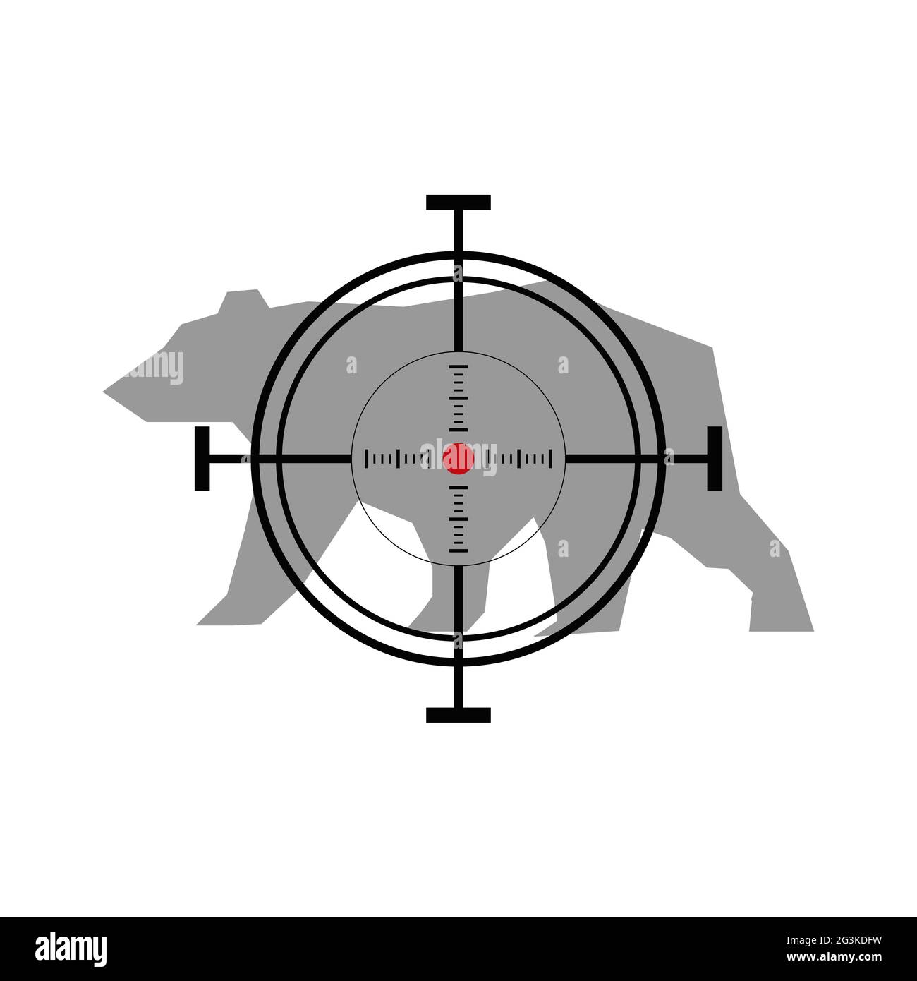 Illustration with bear hunting. Crosshair target Stock Photo