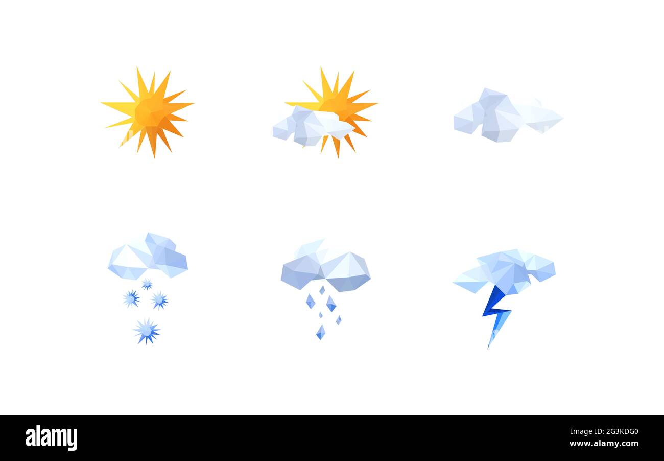 Collection of origami weather icons Stock Photo - Alamy