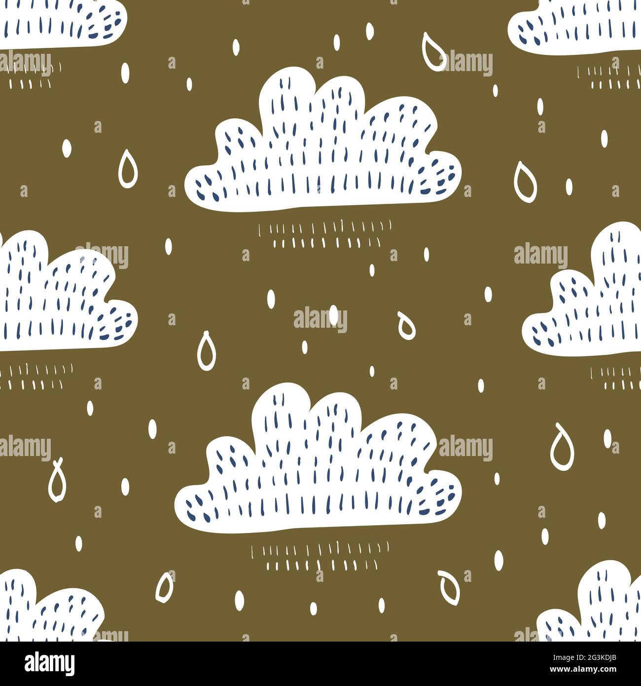 Seamless background with retro cartoon clouds on brown background Stock Photo