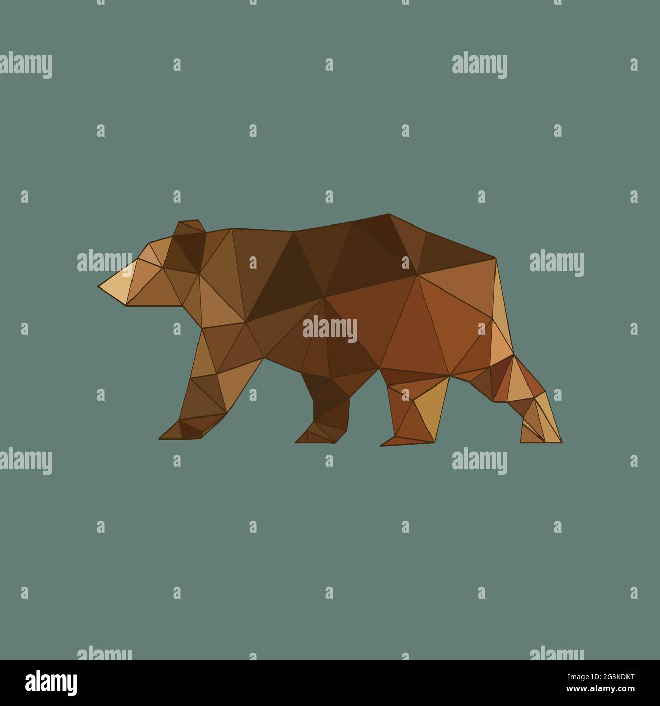 Modern flat design with outlined origami bear Stock Photo