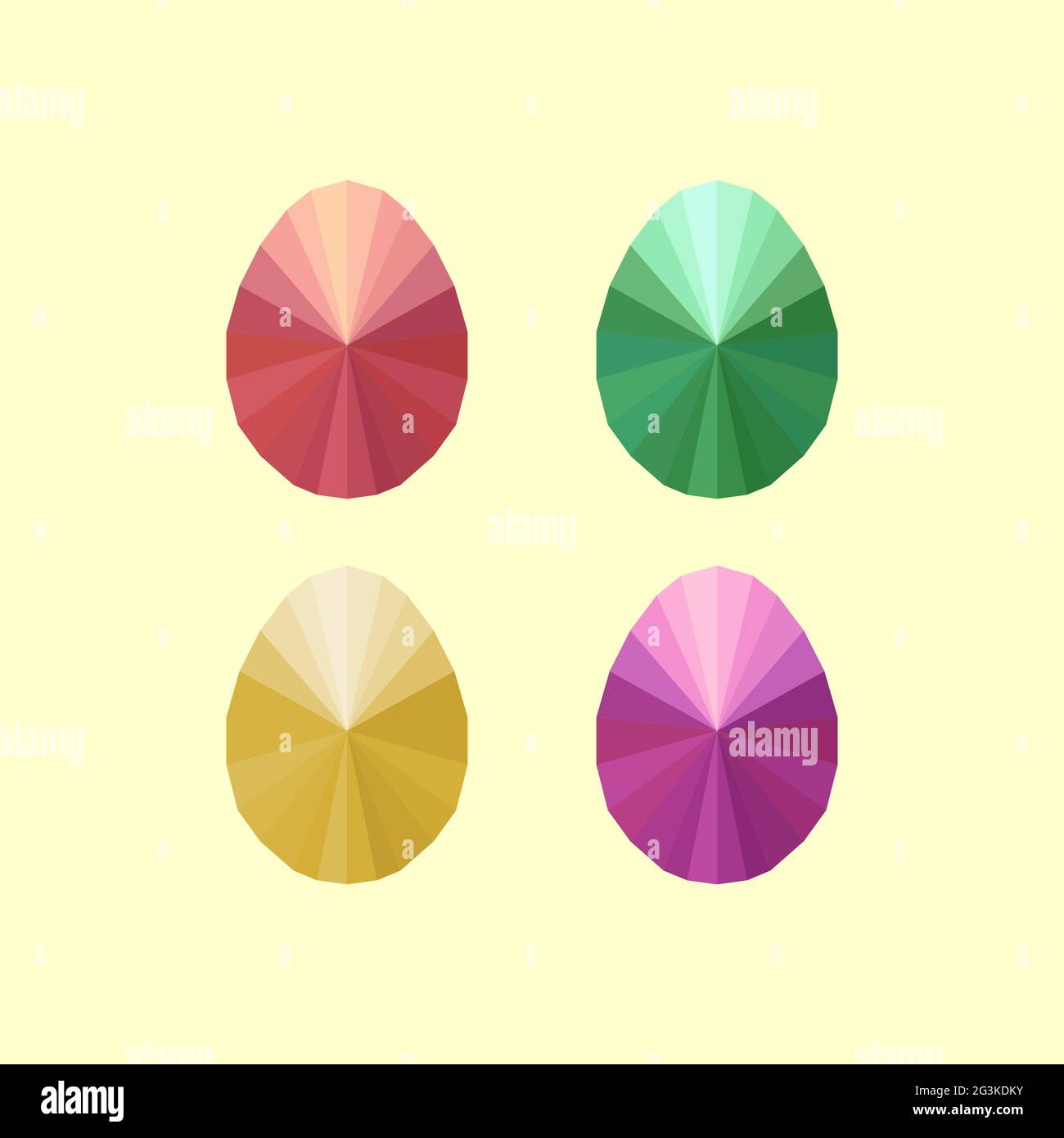 Collection of modern flat design with four different origami easter eggs Stock Photo