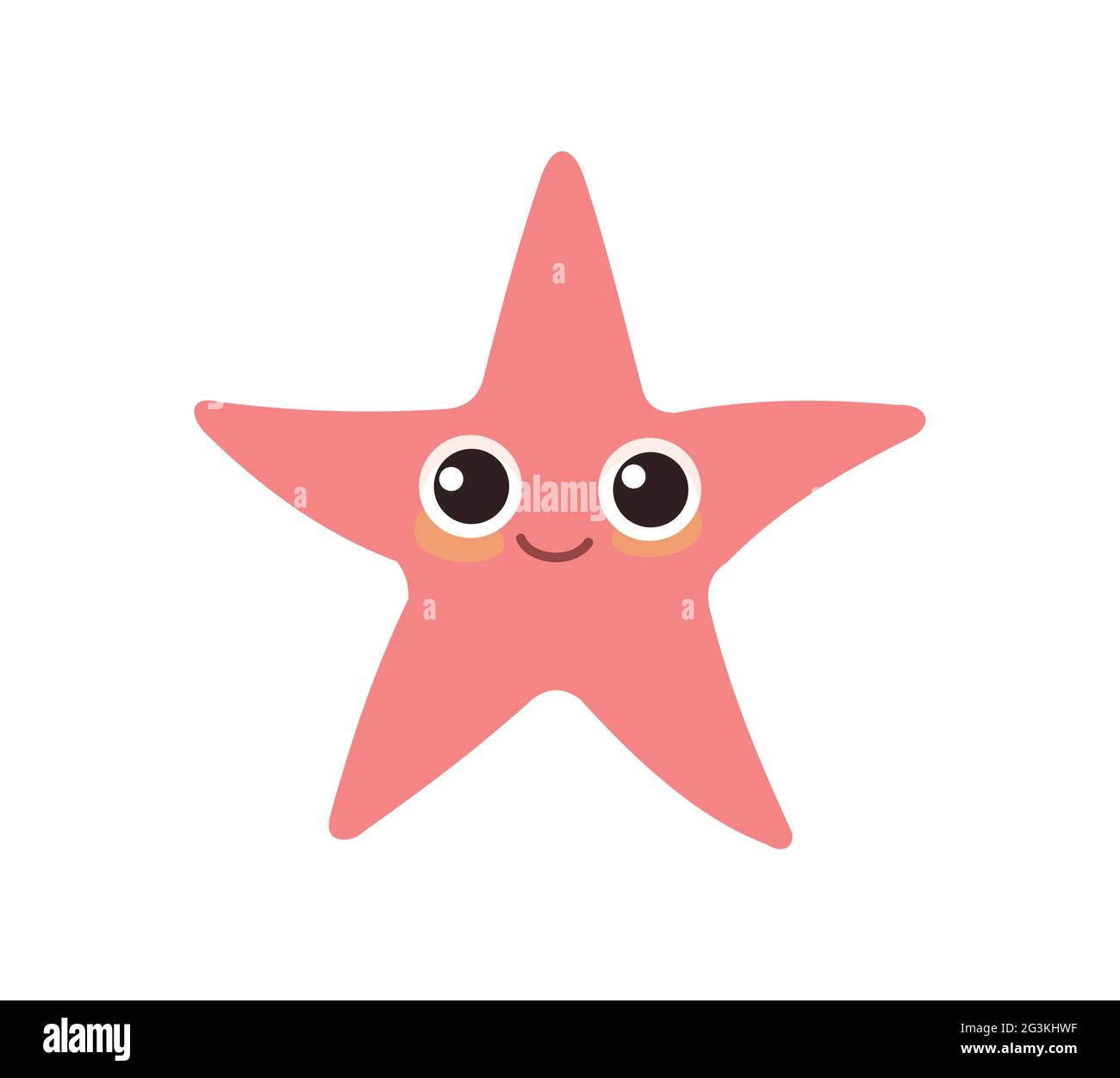 Starfish. Wild animals. Underwater world. Aquarium or tropical marine. Isolated on white background. Illustration in cartoon style. Flat design Stock Vector