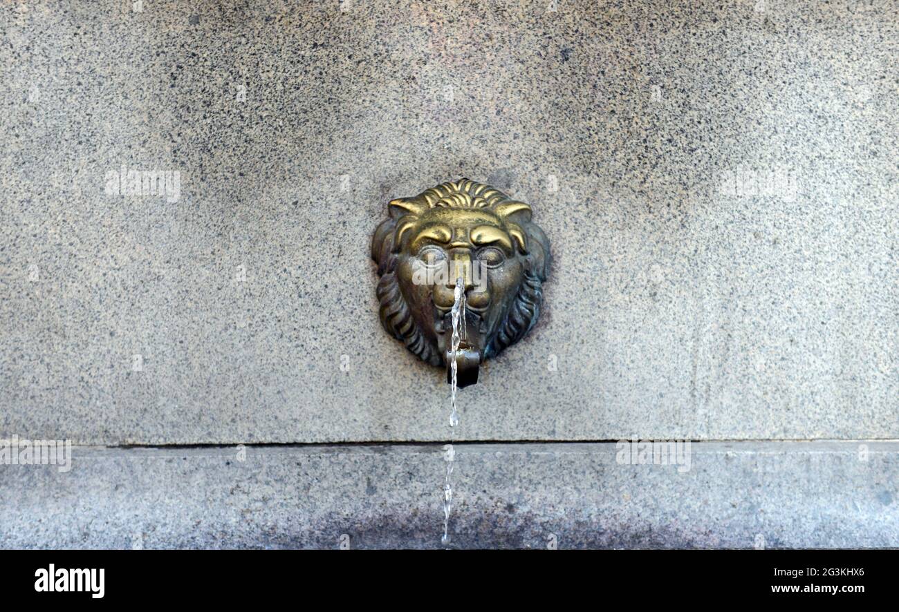 Old venetian fountain with a lion head in Sofia, Bulgaria. Stock Photo