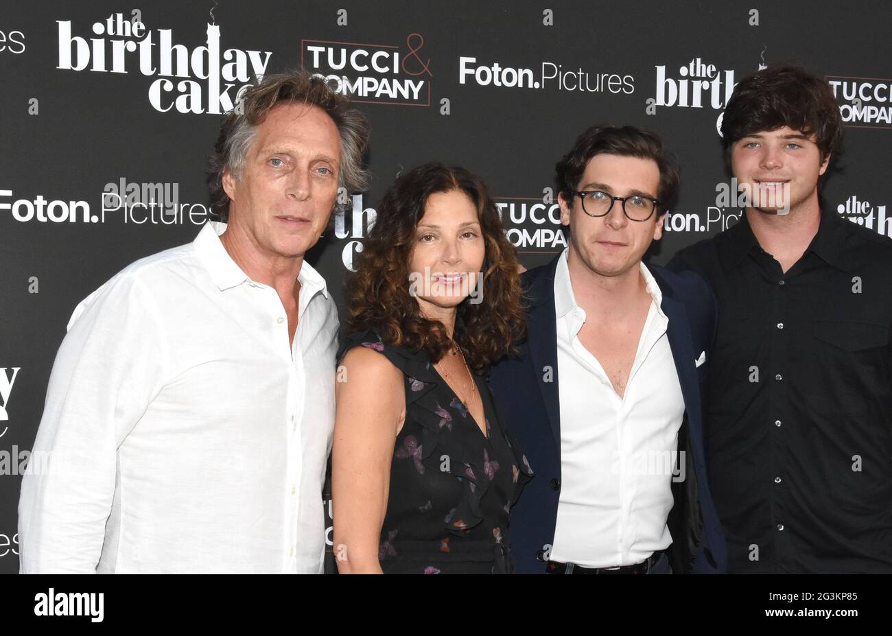 Beverly Hills, California, USA 16th June 2021 (L-R) Actor William Fichtner, Kymberly Kalil, actor Sam Fichtner and actor Vangel Fichtner attend The Los Angeles Premiere of The Birthday Cake on June 16, 2021 at Fine Arts Theater in Beverly Hills, California, USA. Photo by Barry King/Alamy Live News Stock Photo