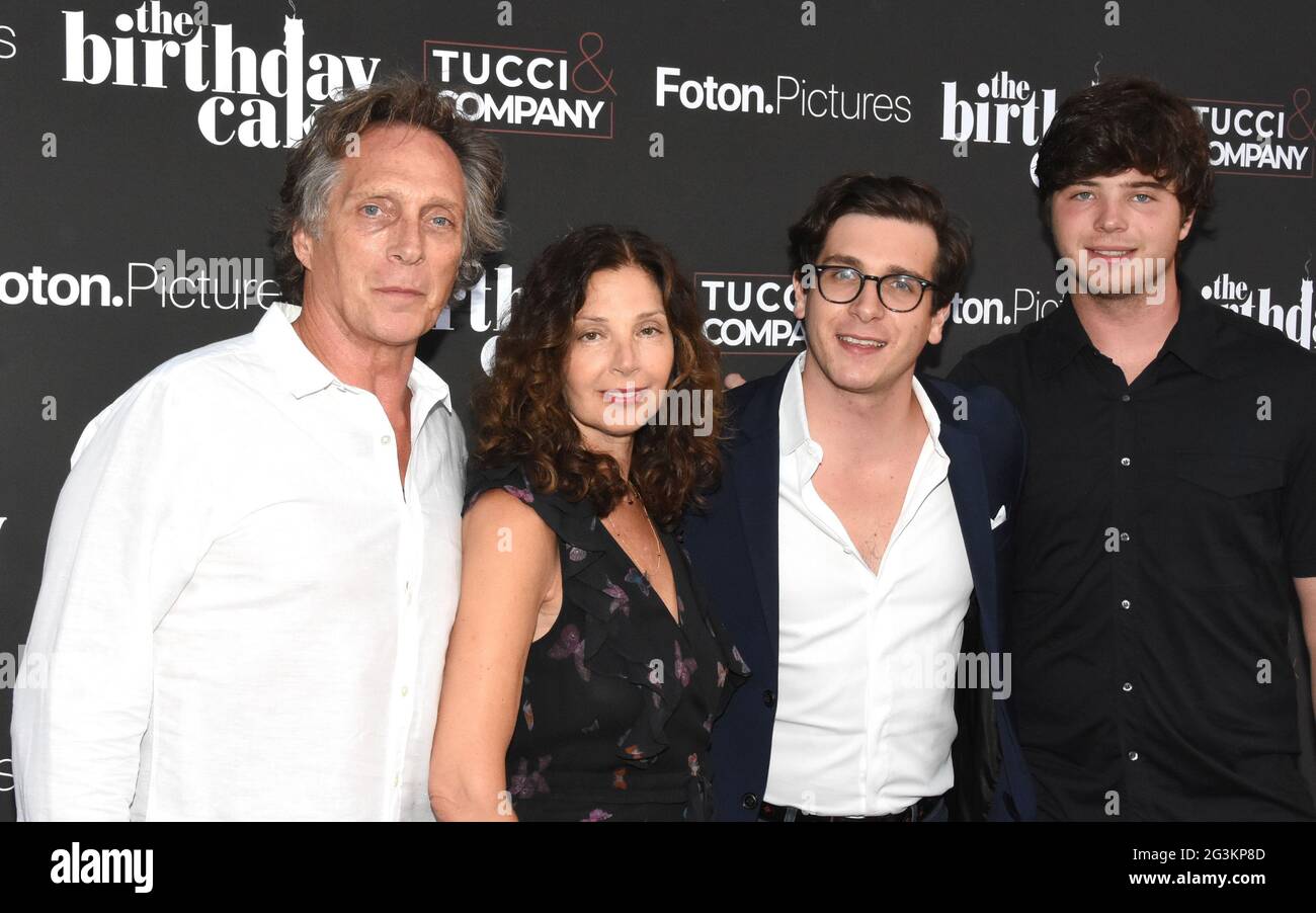 Beverly Hills, California, USA 16th June 2021 (L-R) Actor William Fichtner, Kymberly Kalil, actor Sam Fichtner and actor Vangel Fichtner attend The Los Angeles Premiere of The Birthday Cake on June 16, 2021 at Fine Arts Theater in Beverly Hills, California, USA. Photo by Barry King/Alamy Live News Stock Photo