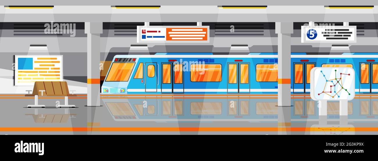 Empty Subway Station Interior. Stock Vector