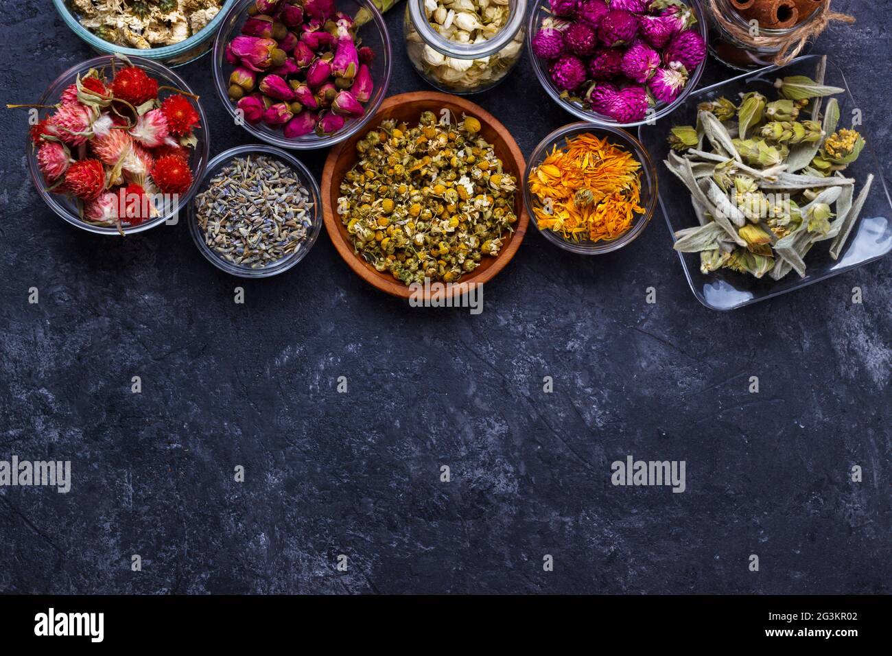 Assortment of dry flower tea Stock Photo Alamy