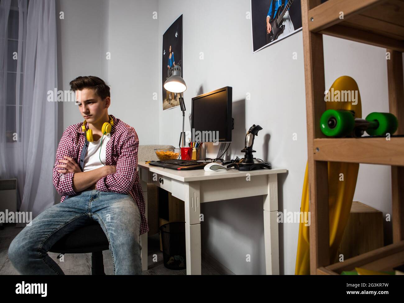 Apathetic teenager staying at home. Stock Photo
