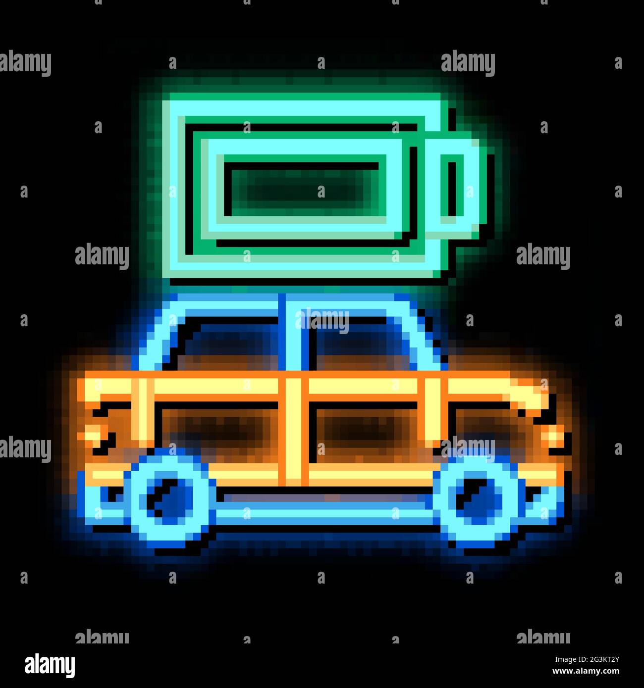electro car full battery neon glow icon illustration Stock Vector Image ...