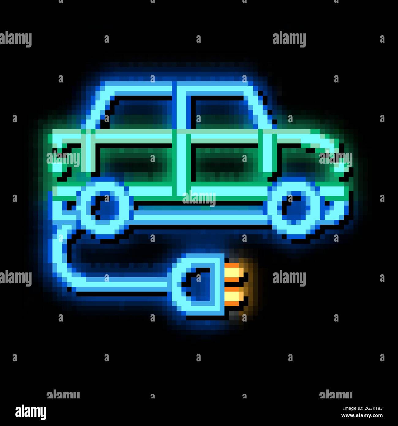 electro car charging socket neon glow icon illustration Stock Vector ...