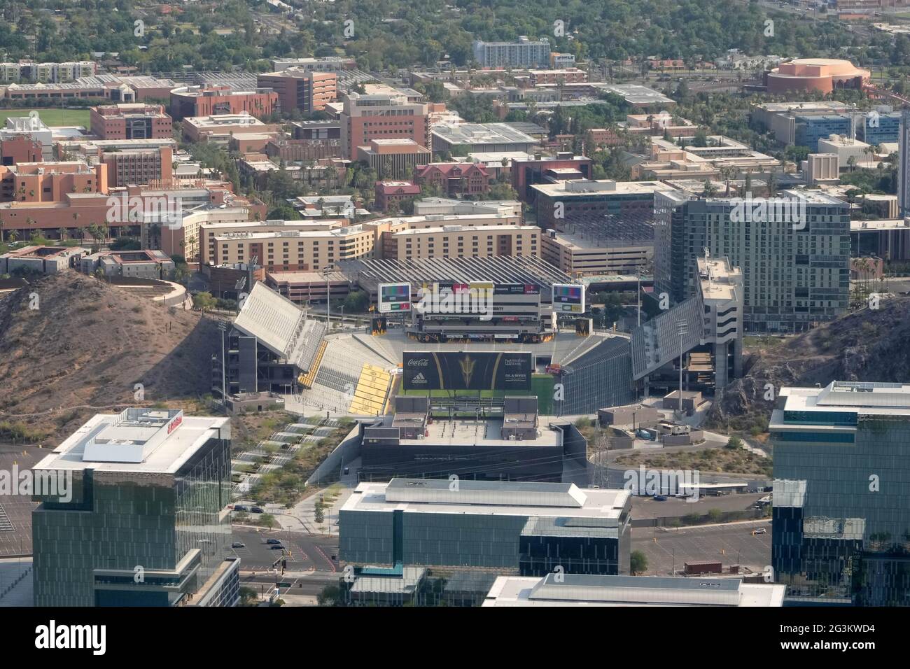 An aerial view of Sun Devil Stadium on the campus of Arizona State