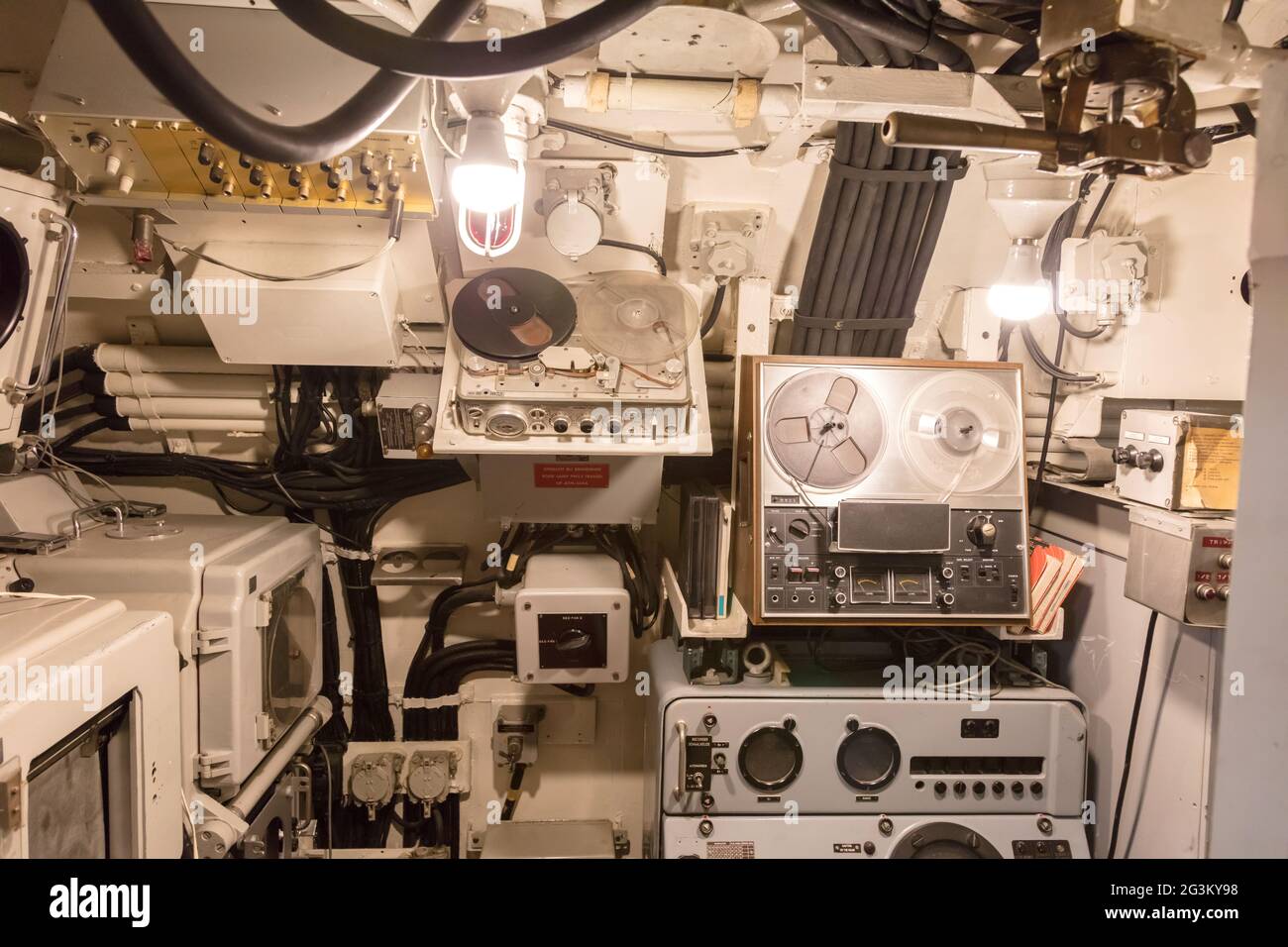 Interior of an old submarine - Radio room Stock Photo - Alamy