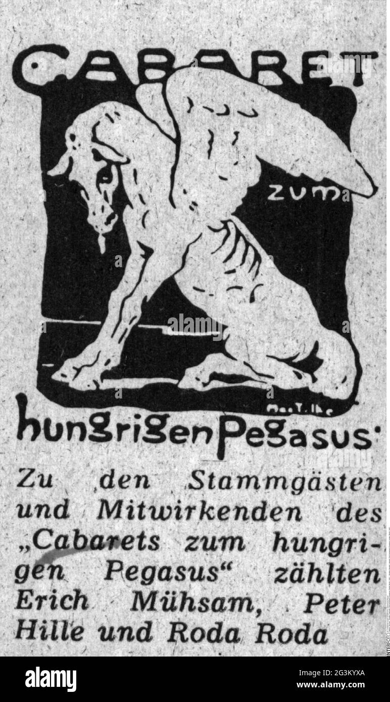 theatre / theater, cabaret, Zum hungrigen Pegasus, poster, Berlin, 1901, ARTIST'S COPYRIGHT HAS NOT TO BE CLEARED Stock Photo